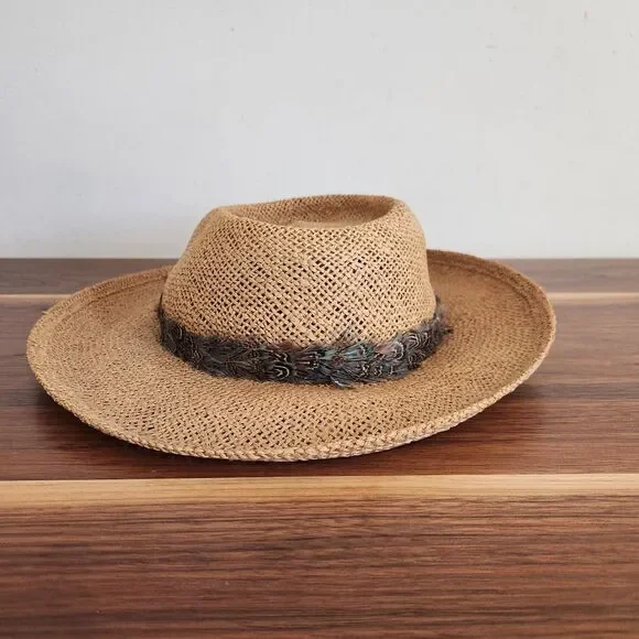 Borsalino Vintage Panama Hat Woven Brown Fedora Made in Italy Size Large - Picture 3 of 10
